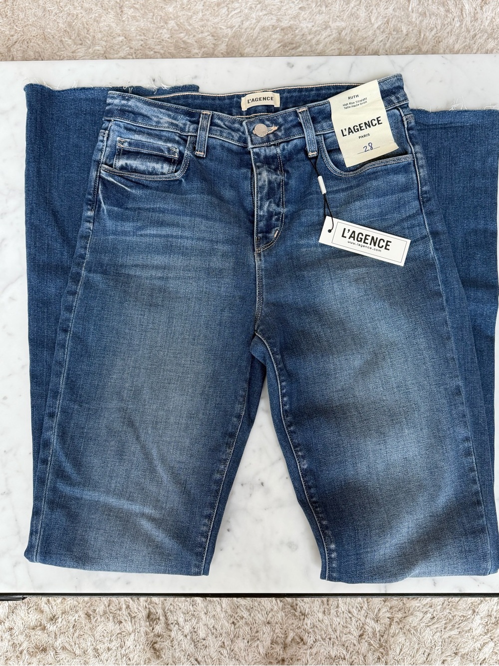 L'AGENCE Ruth High Rise Straight Jeans in Cambridge - NWT - Picture 7 of 12